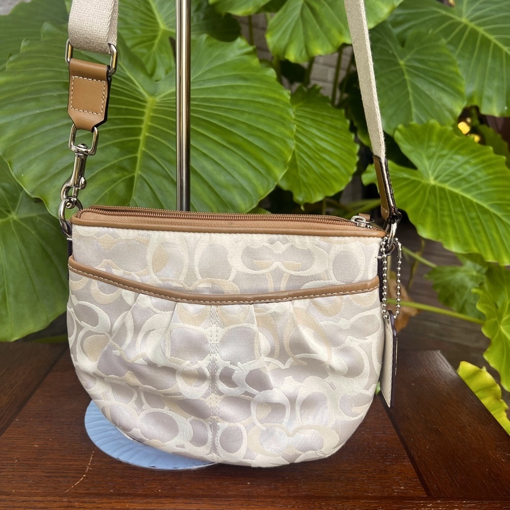 COACH Ashley Signature Canvas Leather
Pleated Adjustable Crossbody Purse…